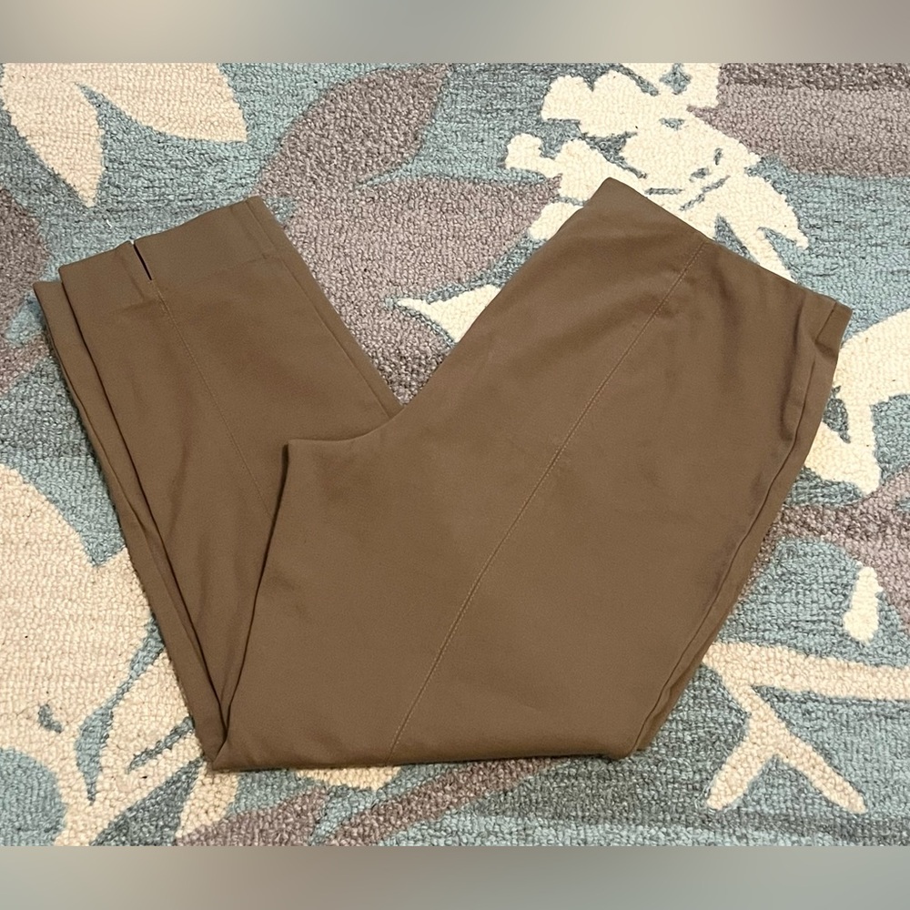 J. Jill Ponte Slim Leg Pants Womens Large Petite Brown Pull On Elastic Waist